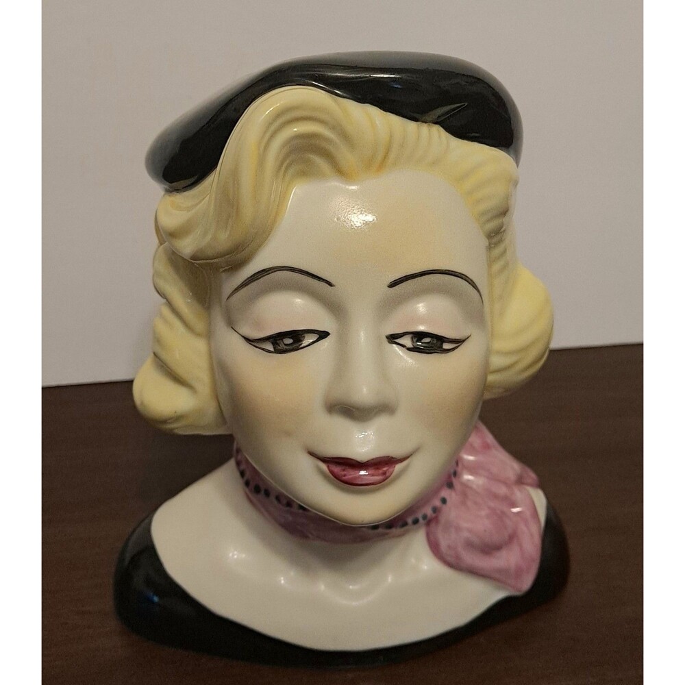 Vintage Beatnik Style Fabulous Head Vase 6.5" EUC